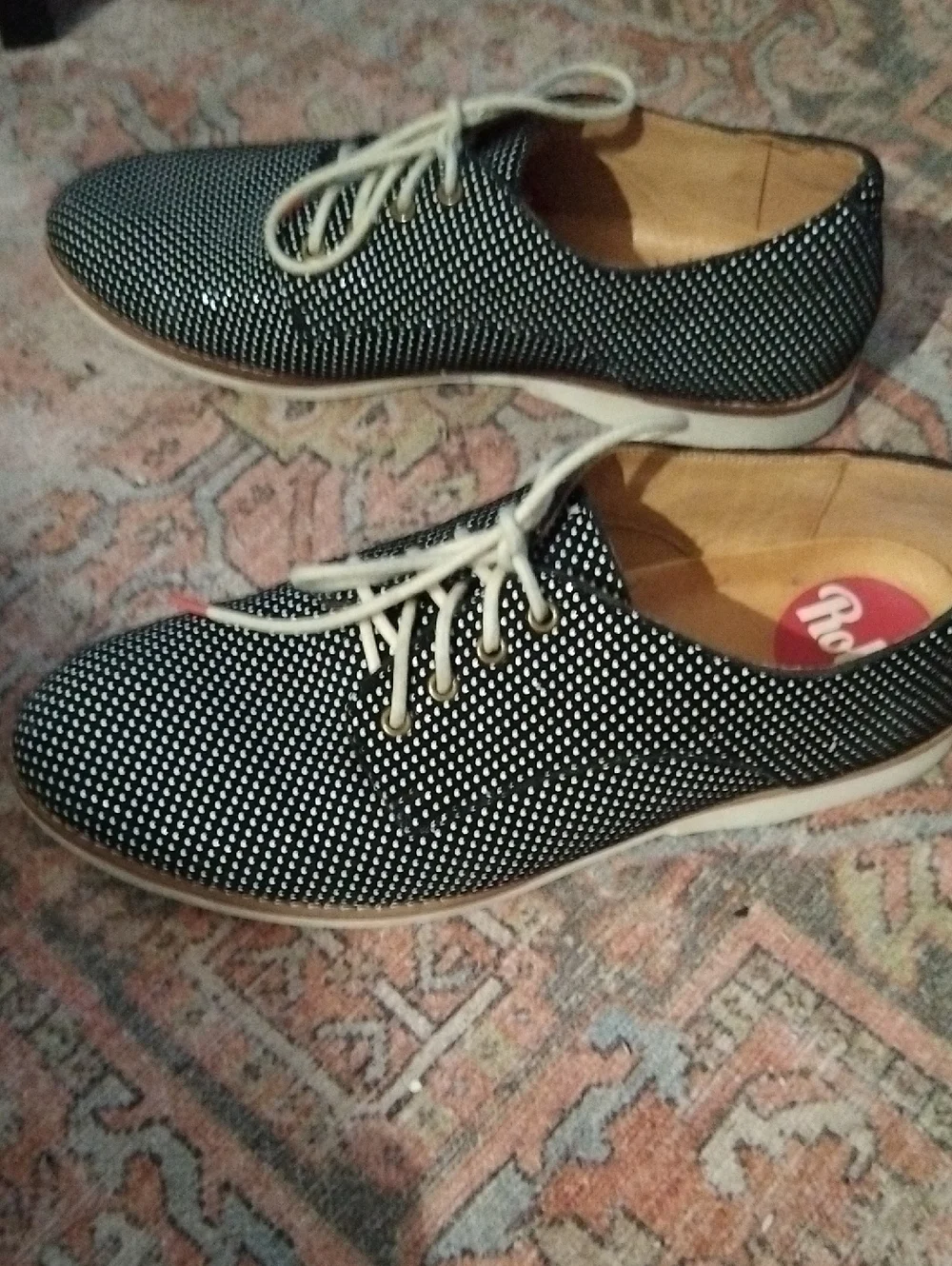 Rollie DERBIE Black/White Polka Dot Black Dream Leather Lace-Up Shoes - 38 /7.5
